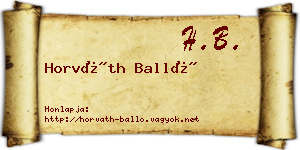 Horváth Balló névjegykártya